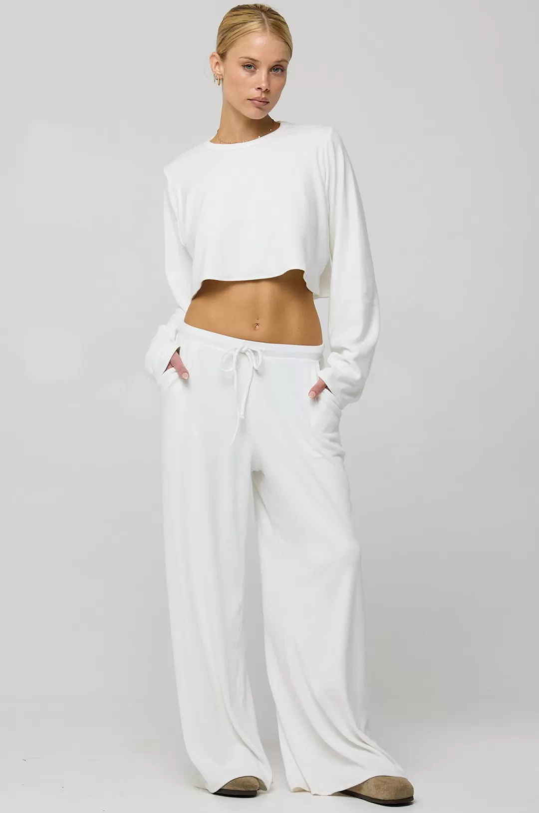 Resa Boyfriend Crop Rib In White Outlet