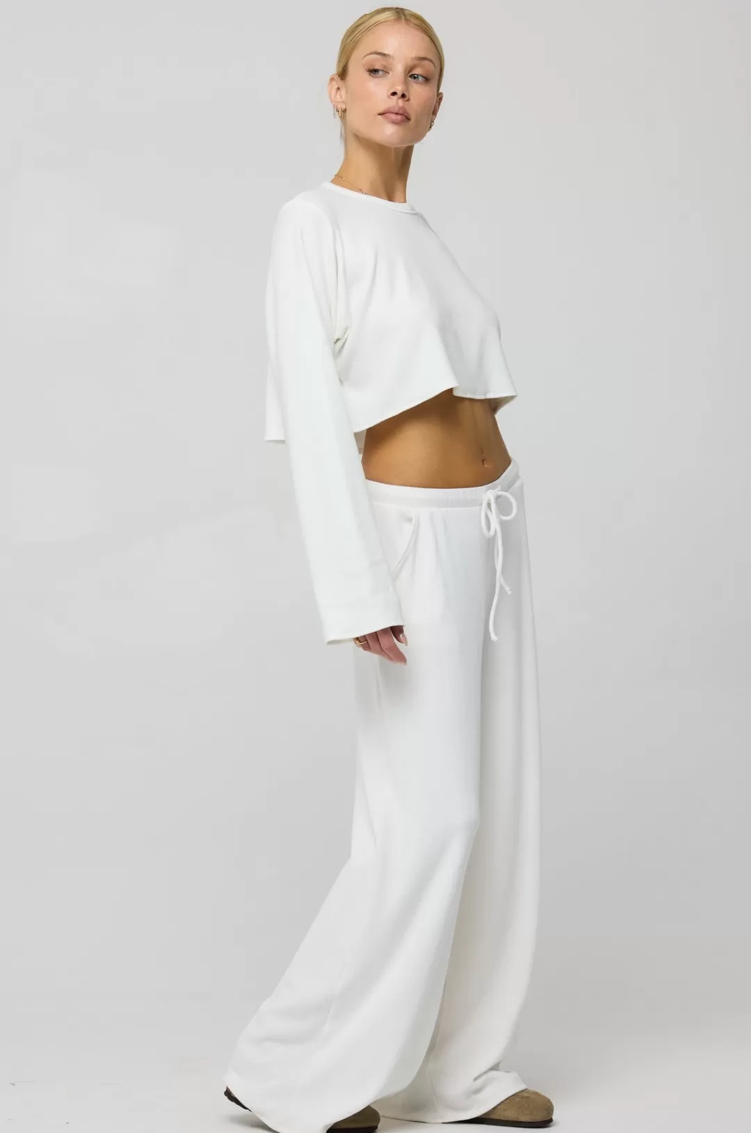 Resa Boyfriend Crop Rib In White Outlet