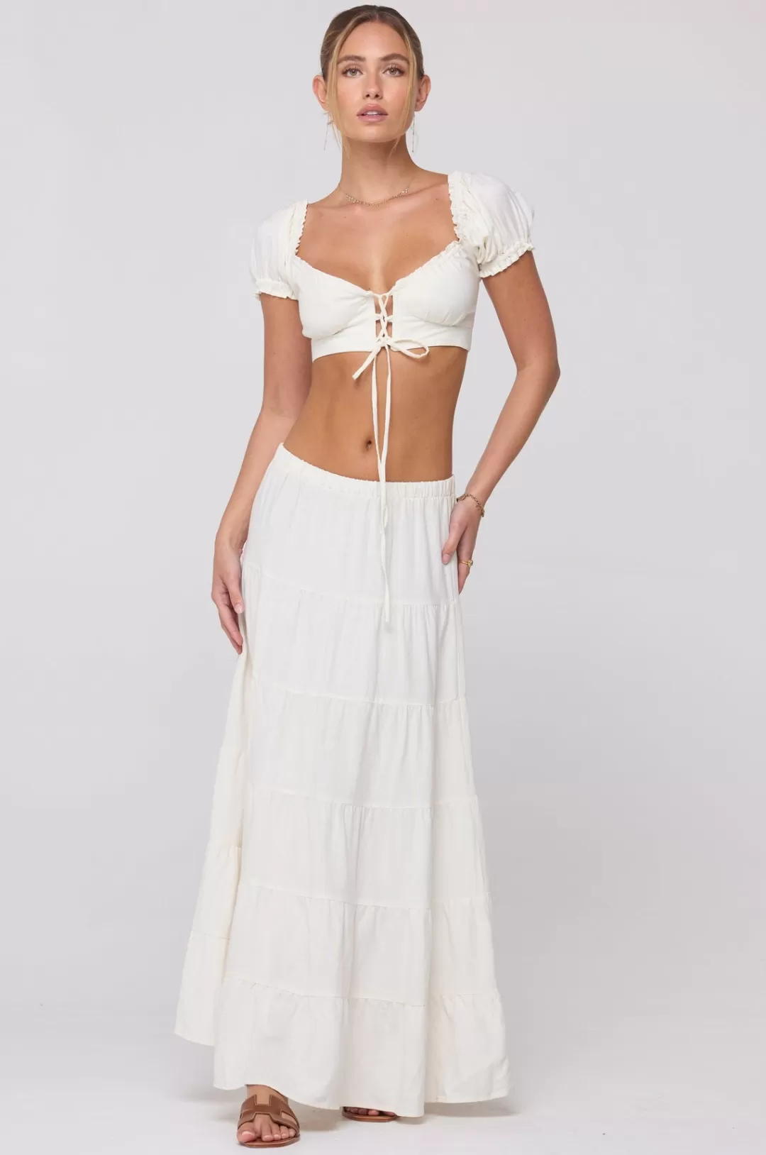 Resa Juliana Skirt In White Linen Discount