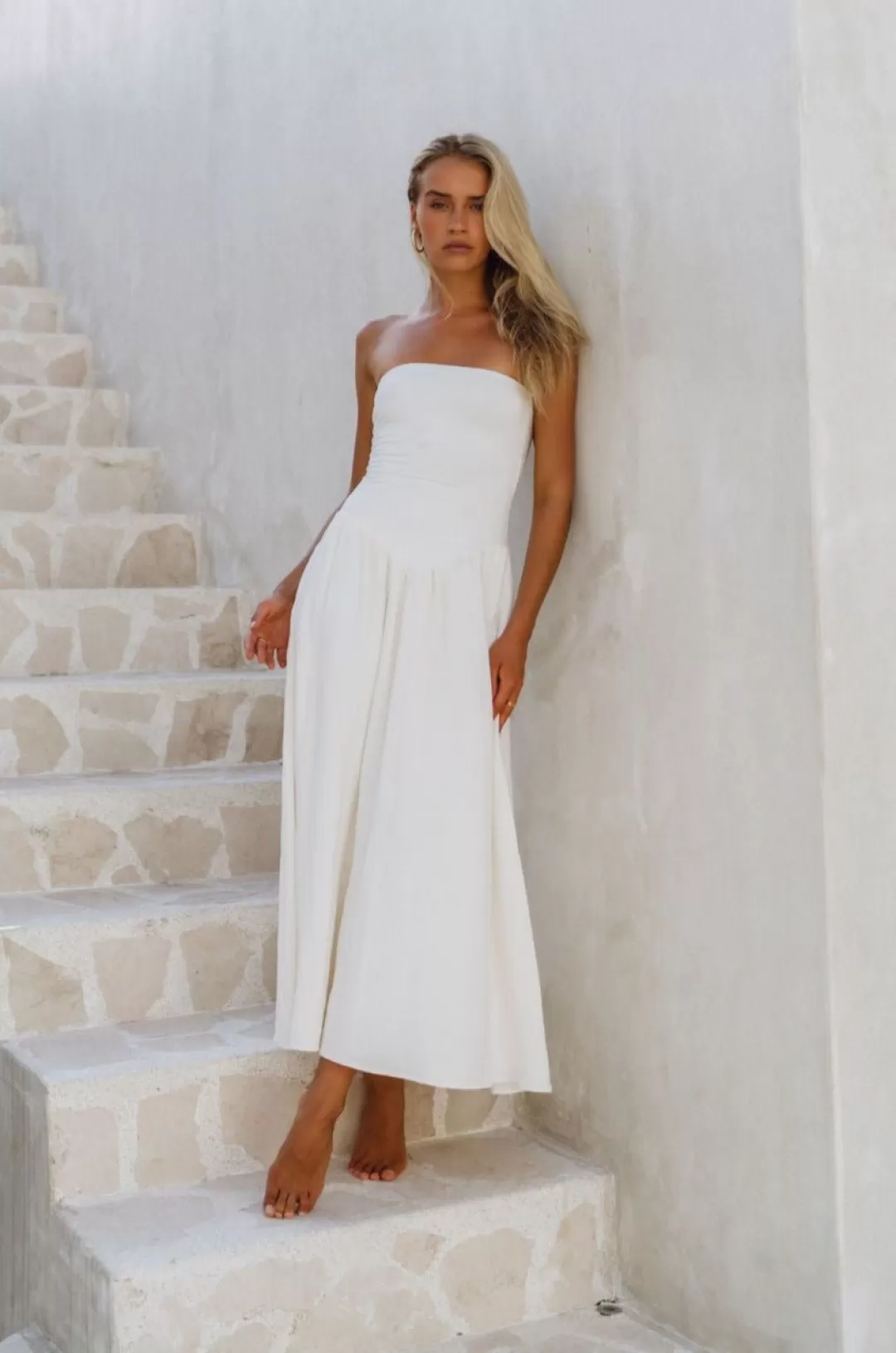 Resa Mackenzie Dress In White Linen Best Sale