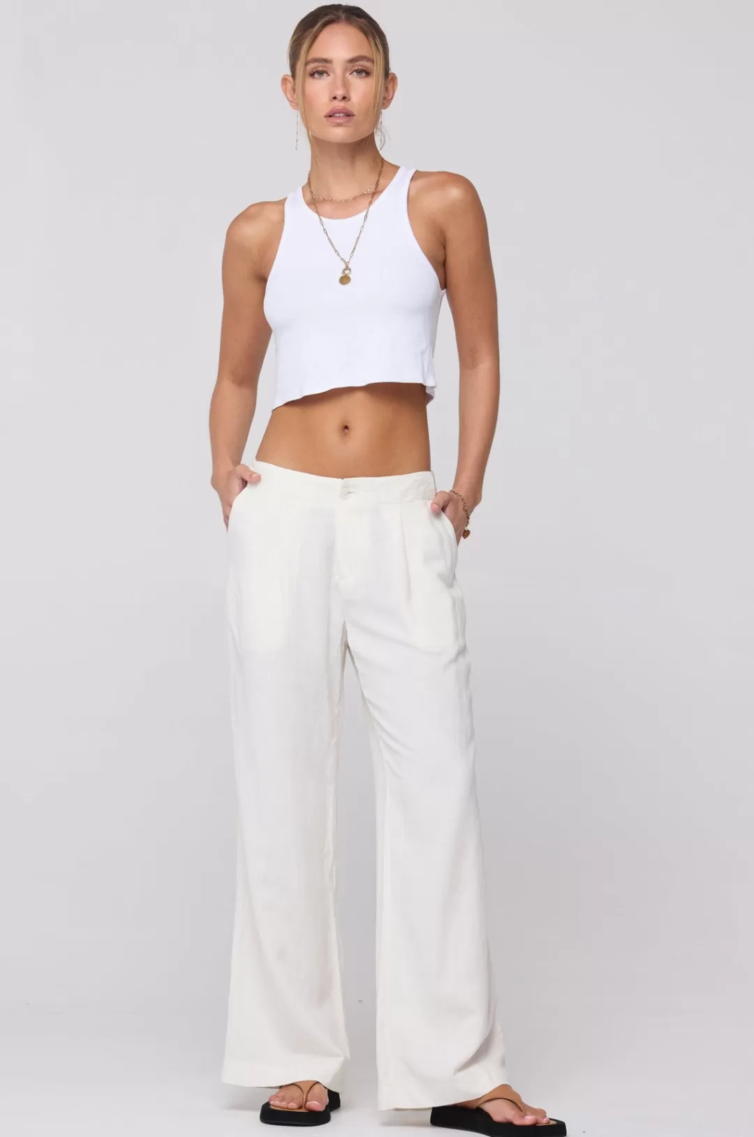 Resa Malcolm Trousers In White Linen Flash Sale