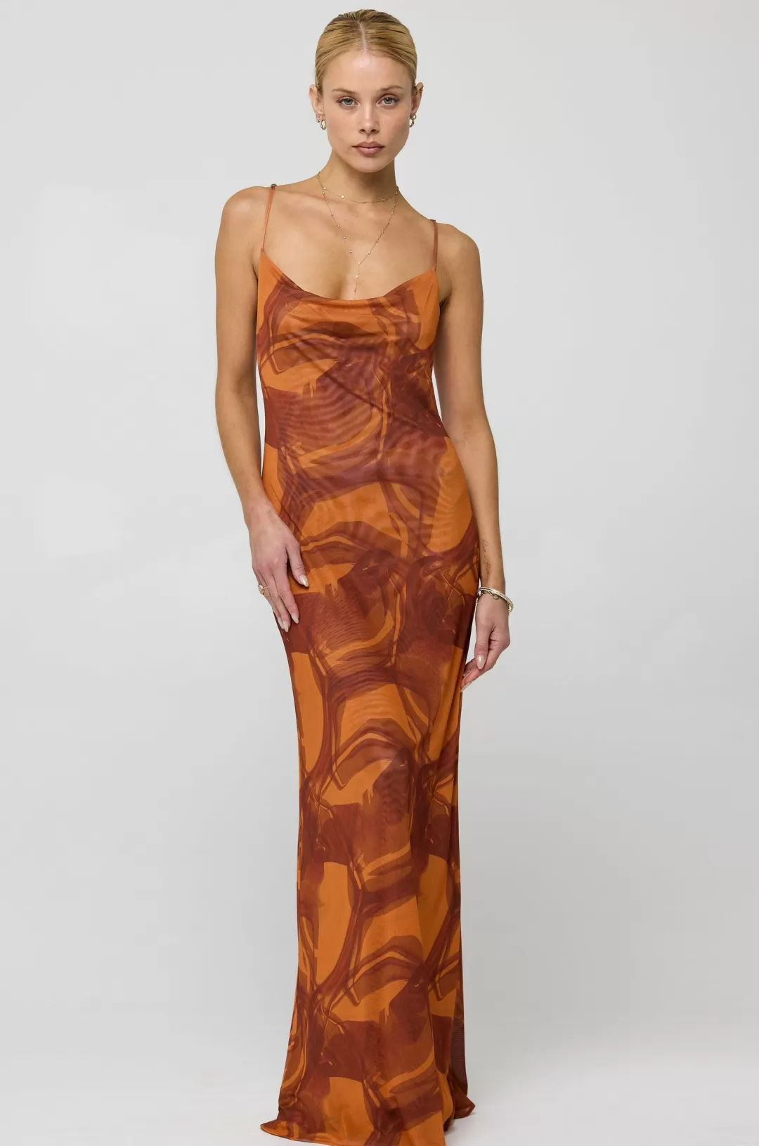 Resa Margot Mesh Maxi In Flame Fashion