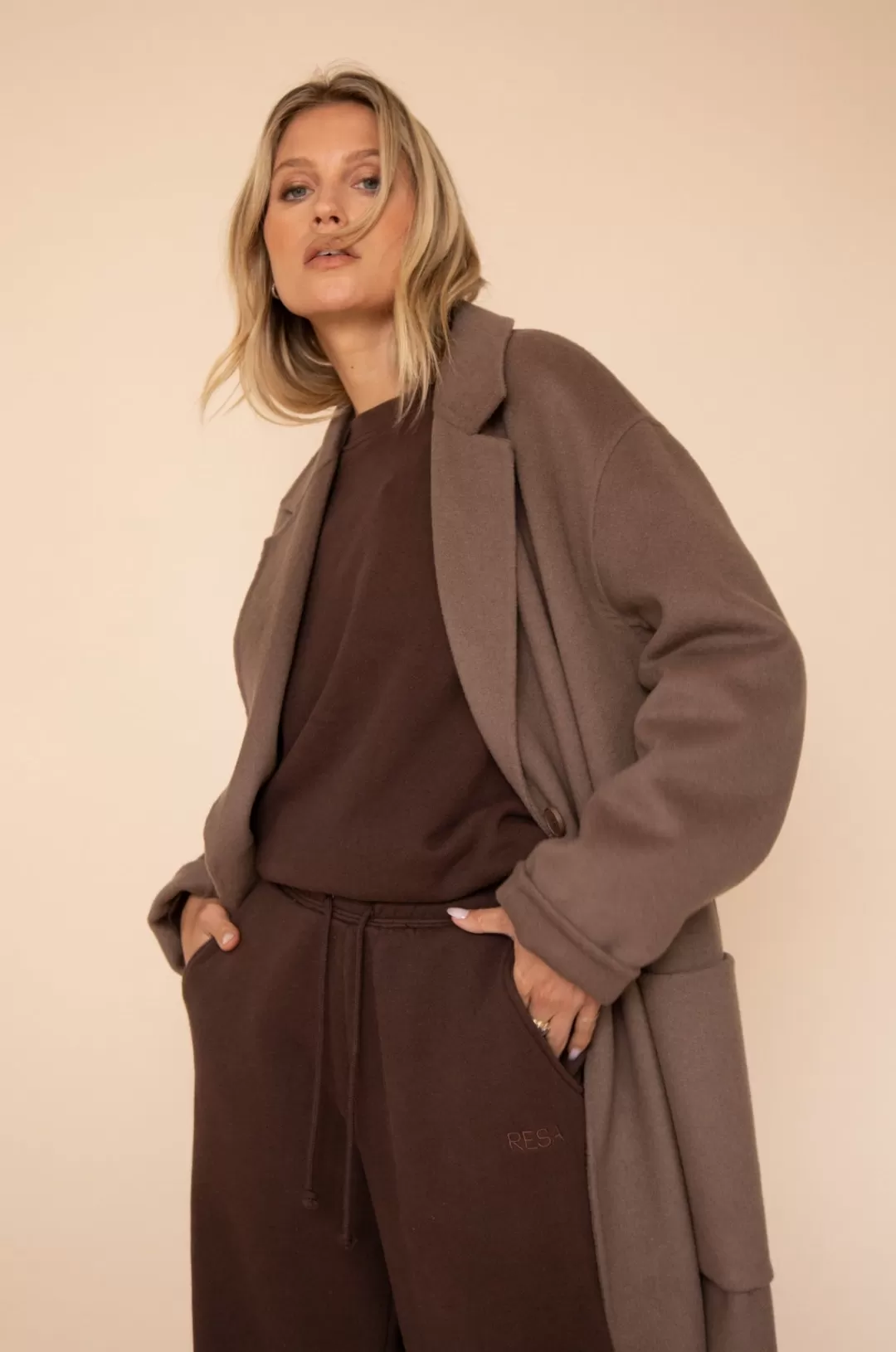 Resa Ryder Coat In Taupe Fashion