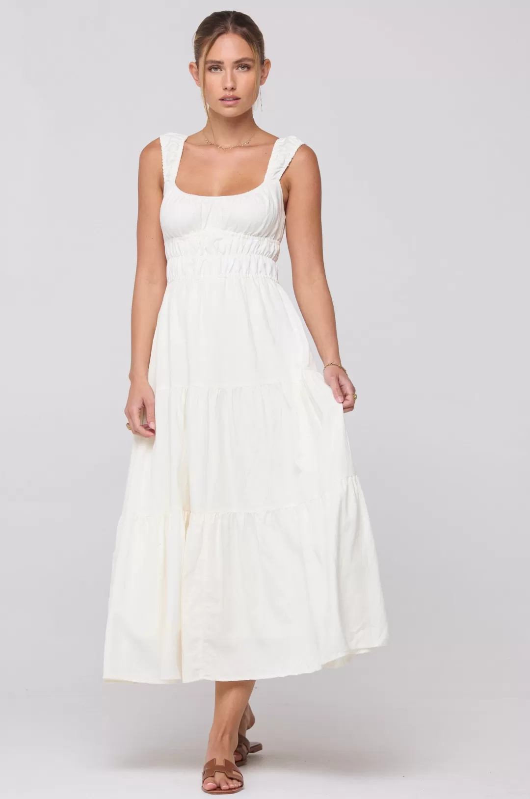 Resa Tori Dress In White Linen Fashion