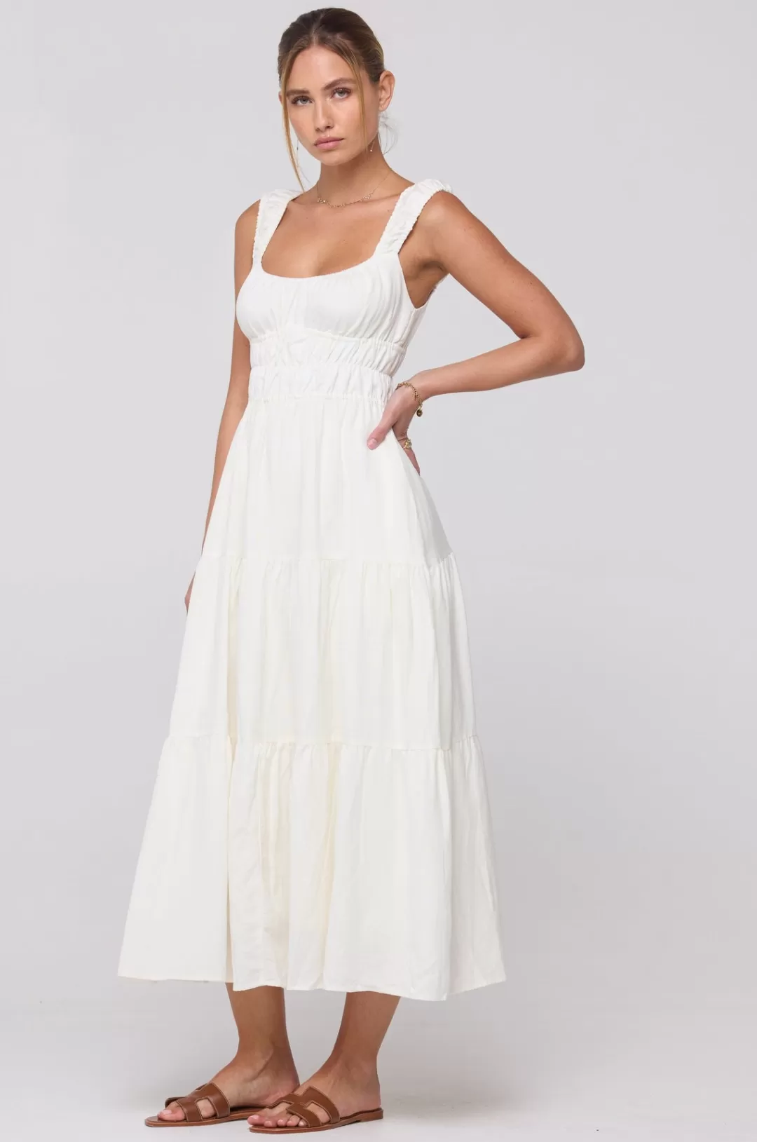 Resa Tori Dress In White Linen Fashion